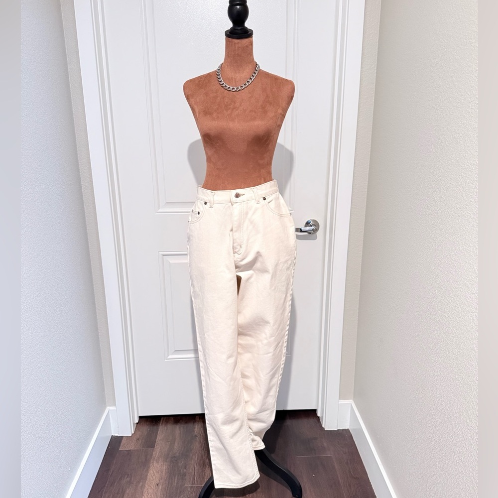 TIMBALAND Cream Jeans | Y2K Statement Denim Wide Leg | size 10